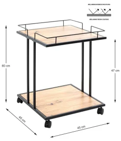 Beistelltisch auf Rollen 45 x 45 cm Eiche-Dekor/schwarz