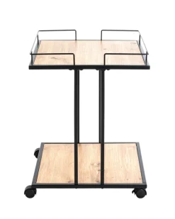 Beistelltisch auf Rollen 45 x 45 cm Eiche-Dekor/schwarz