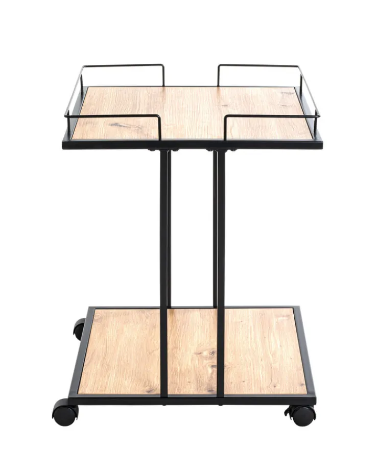 Beistelltisch auf Rollen 45 x 45 cm Eiche-Dekor/schwarz