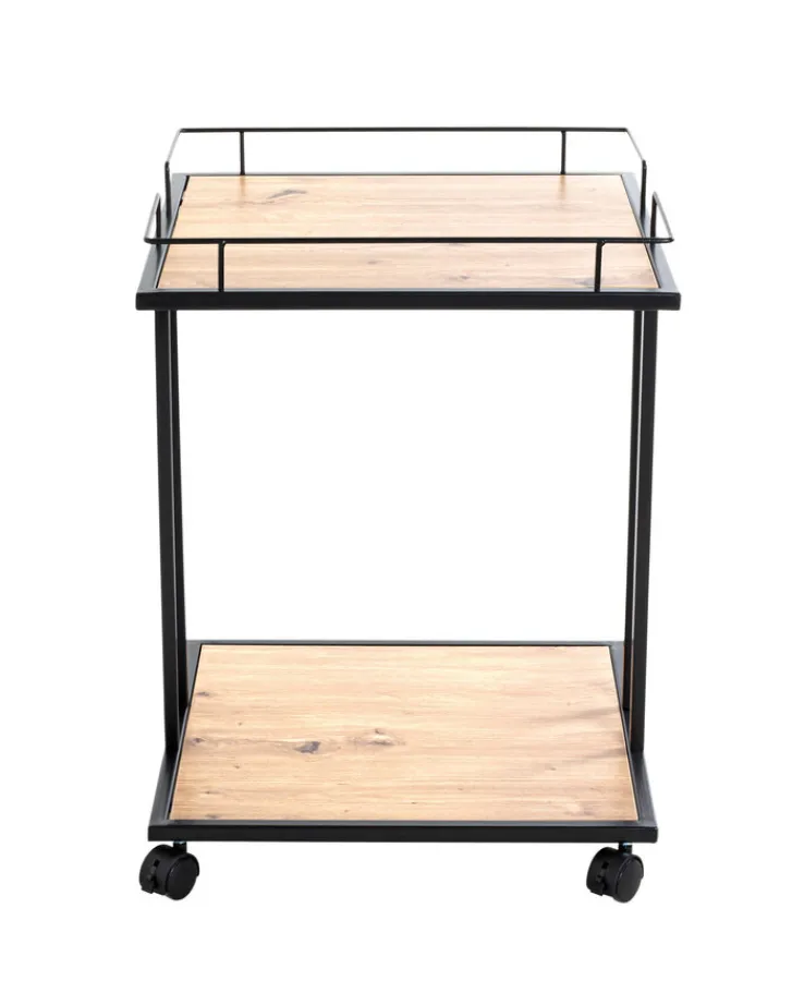 Beistelltisch auf Rollen 45 x 45 cm Eiche-Dekor/schwarz