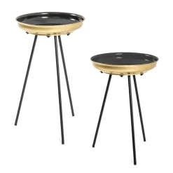 Beistelltisch 2er-Set Ø 38 cm schwarz/goldfarbig
