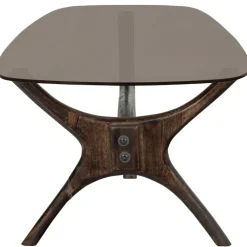 Beistelltisch FLASH 110 x 60 cm Mangoholz/Farbglas braun