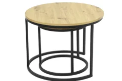 QUARTIER Beistelltisch LINDAU 2er Set Ø 60/Ø 40cm Artisan Eiche - braun/schwarz