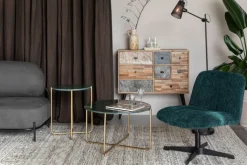 QUARTIER Beistelltisch rund TIMPA MARBLE messingfarben /Marmor grün