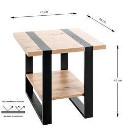 Beistelltisch 45x45x45 cm Asteiche-Dekor/schwarz