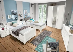 Bett BERN 100 x 200 cm Holznachbildung alpinweiß