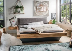 Bett ESPERA 180 x 200 cm Wildeiche massiv/ Anthrazit