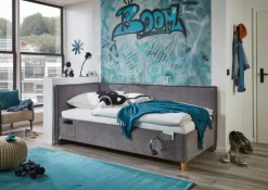 Kinder Bett FUN 90 x 200 cm grau