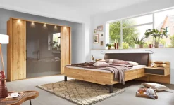 Bettanlage CLIVO Bianco Eiche/ Lederlook Havanna