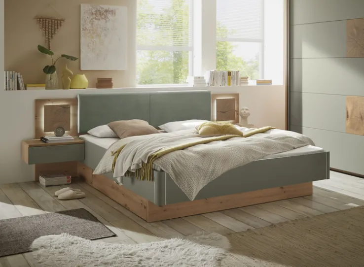 QUARTIER Bettanlage SIMADA 3-teilig braun/ grün