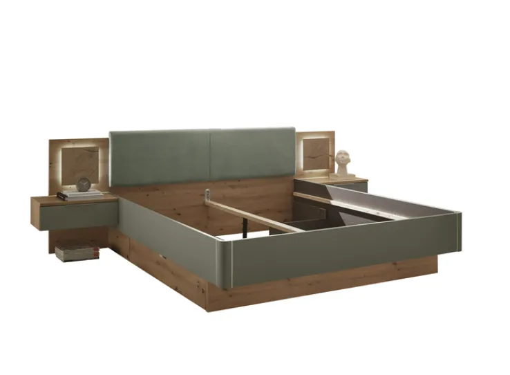 QUARTIER Bettanlage SIMADA 3-teilig braun/ grün