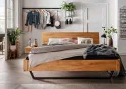 Bettgestell II 200 x 200 cm braun/ Metallkufe anthrazit