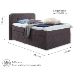 QUARTIER Boxspringbett GABRIOLA 120 x 200 braun-grau