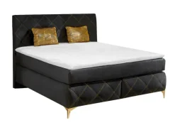 QUARTIER Boxspringbett LILLY 180 x 200 cm schwarz/ goldfarbig