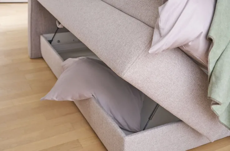 QUARTIER Boxspringbett TASSIA 160 x 200 cm Stoffbezug beige-grau