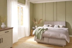 QUARTIER Boxspringbett TASSIA 160 x 200 cm Stoffbezug beige-grau