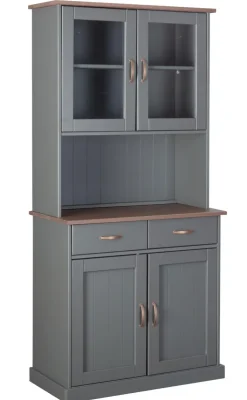 Buffet NICLAS 5.1 90x190x45 cm Massivholz grau/braun