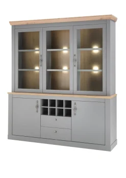 Buffetschrank CHAMBORD 183 x 206 cm hellgrau/braun