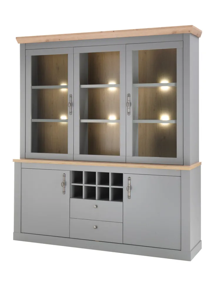 Buffetschrank CHAMBORD 183 x 206 cm hellgrau/braun