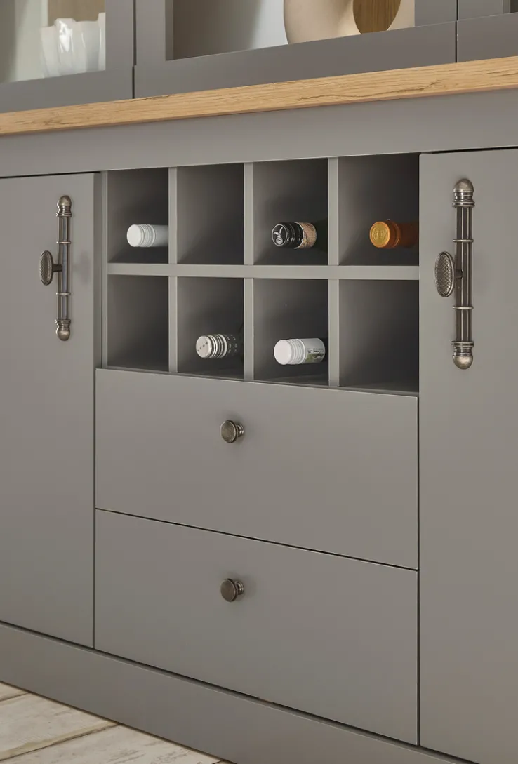 Buffetschrank CHAMBORD 183 x 206 cm hellgrau/braun