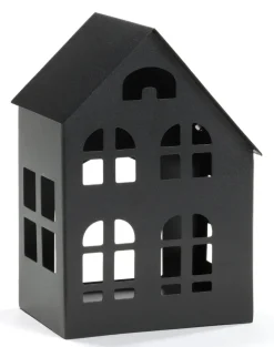 casaNova Weihnachtsdekoration Teelichthalter-Haus 15 cm Schwarz