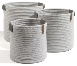 casaNOVA Aufbewahrungskorb rund 26 cm hellgrau