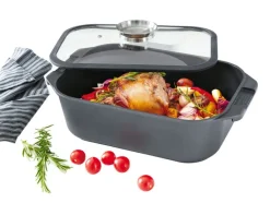 casaNOVA Bräter mit Glasdeckel KELAND 7500 ml Aluguss schwarz