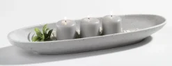 casaNOVA Dekoschale oval 4 x 12 x 40 cm grau