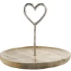 casaNOVA Dekotablett mit Herz 25 cm Holz braun
