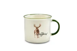 casaNOVA Kaffeetasse MERRY CHRISTMAS Hirsch Steinzeug 9 cm Durchmesser 440 ml Weiß/Grün/Braun/Schwarz