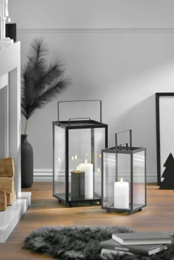casaNOVA Laterne 45 cm Metall/Glas schwarz