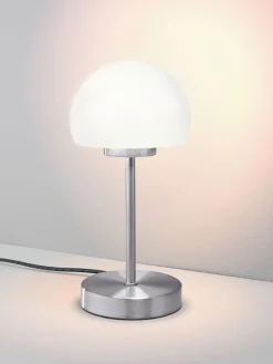 casaNOVA LED Tischlampe CORBY nickelfarbig /Glas weiß