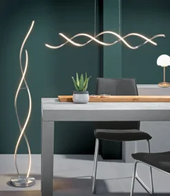 casaNOVA LED Tischlampe CORBY nickelfarbig /Glas weiß