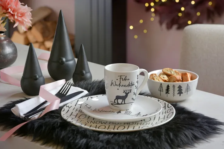 casaNOVA Müslischale BLACK FORREST Porzellan Ø 13,8 cm Weiß/Grün