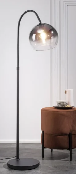 casaNOVA Retrofit Bogenlampe BILO 140 cm schwarz /Rauchglas