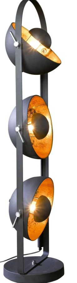 casaNOVA Retrofit Stehlampe FAME 3-flg schwarz/goldfarbig