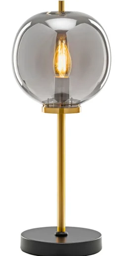 casaNOVA Retrofit Tischlampe TANO 45 cm schwarz /Rauchglas