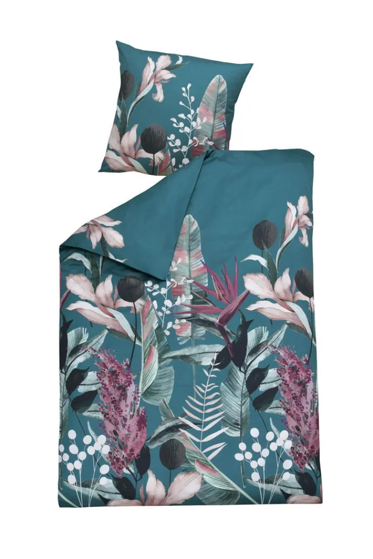 casaNOVA Satin-Bettwäsche FLORENTINE 135 x 200 cm petrol