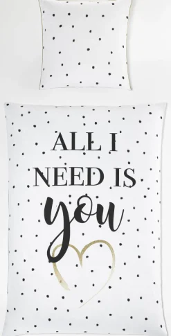 casaNOVA Satin-Bettwäsche YOU 135 x 200 cm weiß/schwarz