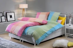 casaNOVA Seersucker-Bettwäsche AURELIA 135 x 200 cm pink/orange