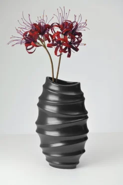 casaNOVA Vase 35,5 cm schwarz matt