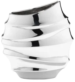 casaNOVA Vase 26 cm silberfarbig Hochglanz