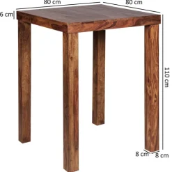 CASAVANTI Bartisch 80 x 80 cm braun