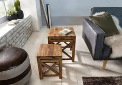 CASAVANTI Beistelltisch 2er-Set Sheesham braun