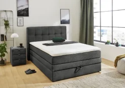 CASAVANTI Boxspringbett AMY 120 x 200 cm Cord grau