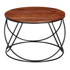 CASAVANTI Couchtisch 60 x 60 cm Sheesham massiv/schwarz