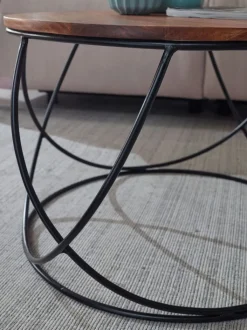 CASAVANTI Couchtisch 60 x 60 cm Sheesham massiv/schwarz