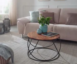 CASAVANTI Couchtisch 60 x 60 cm Sheesham massiv/schwarz