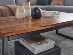 CASAVANTI Couchtisch 110 x 60 cm Schwarz/ Sheesham massiv