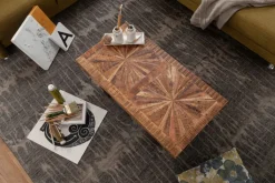 CASAVANTI Couchtisch 105 x 55 cm Grau/ Mango massiv